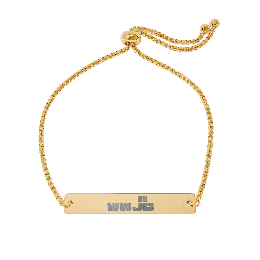 WWJUD Engraved Bar Bracelet