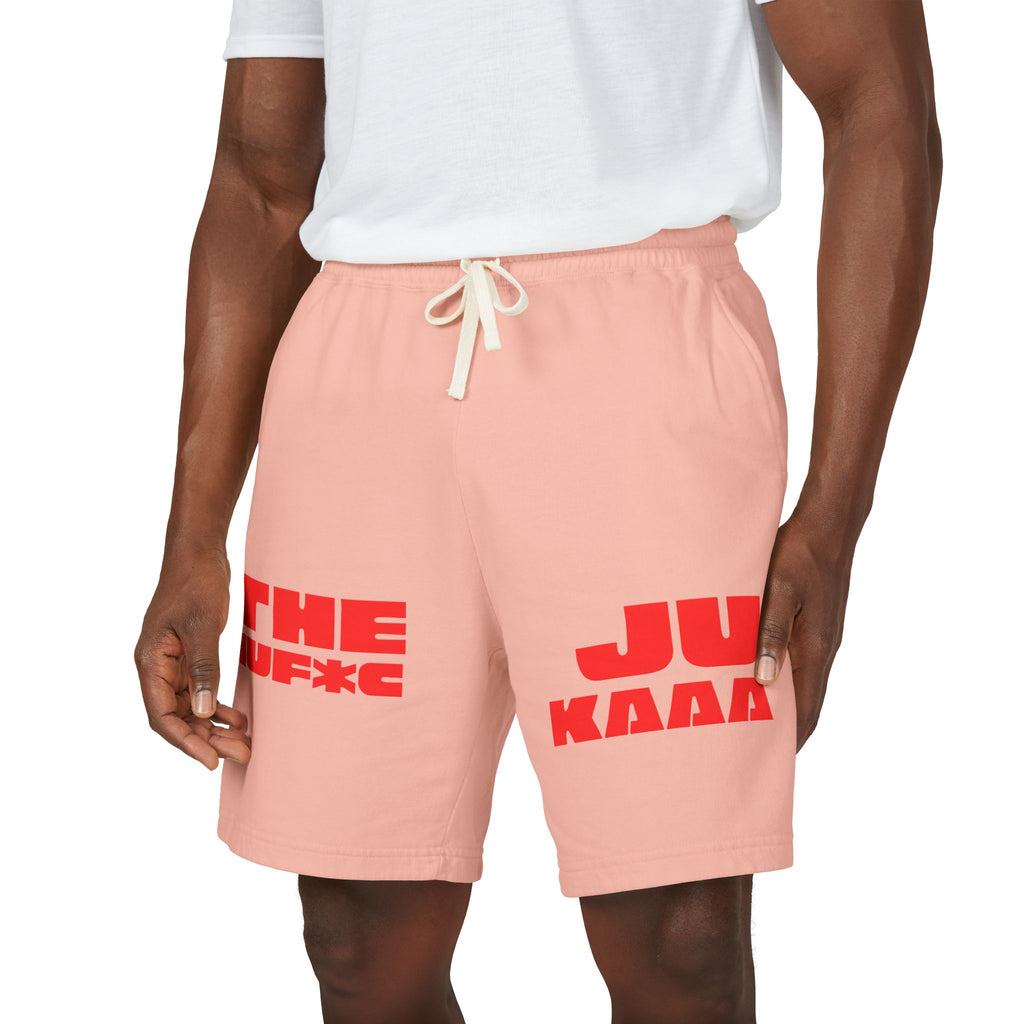Graphic Fleece Sweat Shorts — 'THE JU' Bold Red Text Design