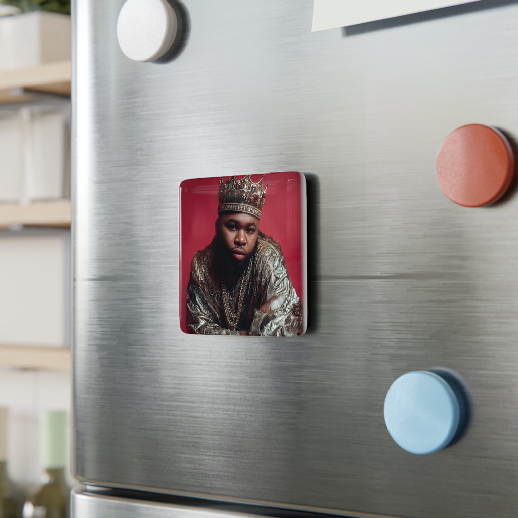 "JULIUS" Square Porcelain Magnet — Regal Crown Portrait