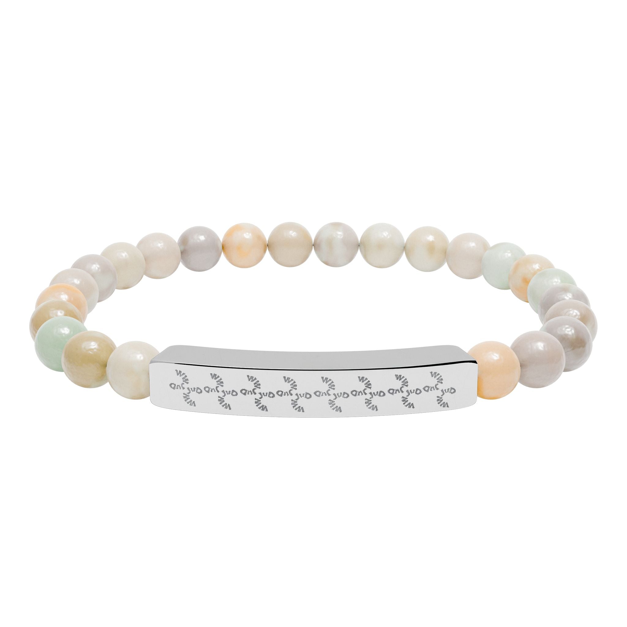Engraved “WWJuD” Natural Stone Stretch Beaded Bracelet