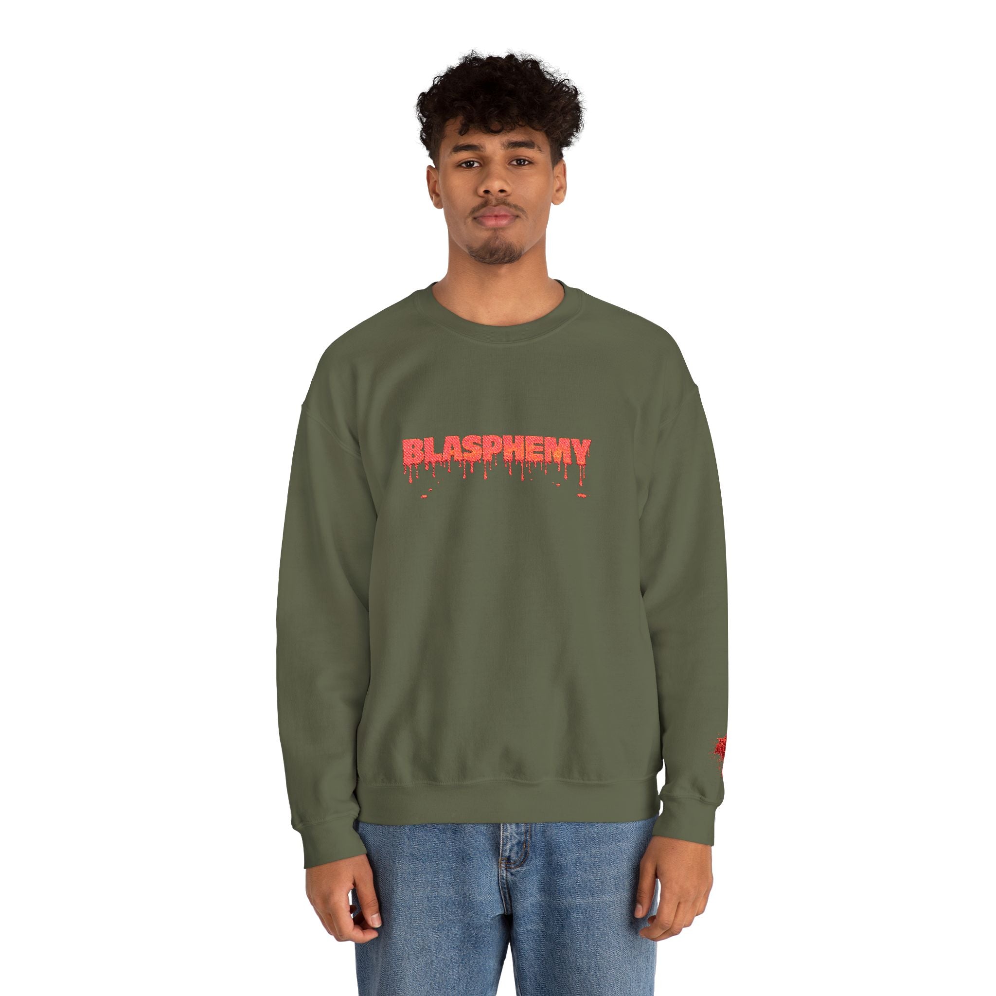 Embroidered Blasphemy Drip Logo Crewneck Sweatshirt