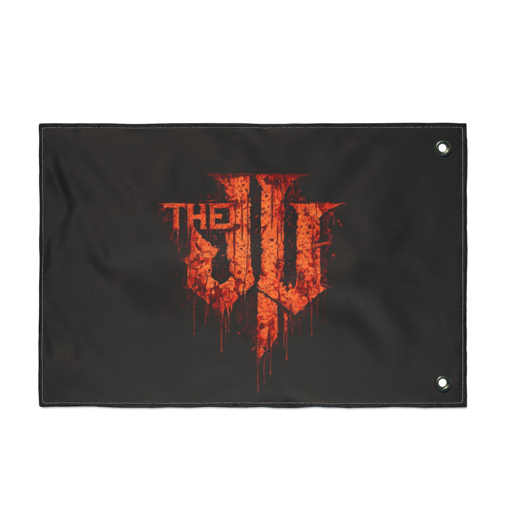Double-Sided Game Flag — Fiery Logo & Character Portrait