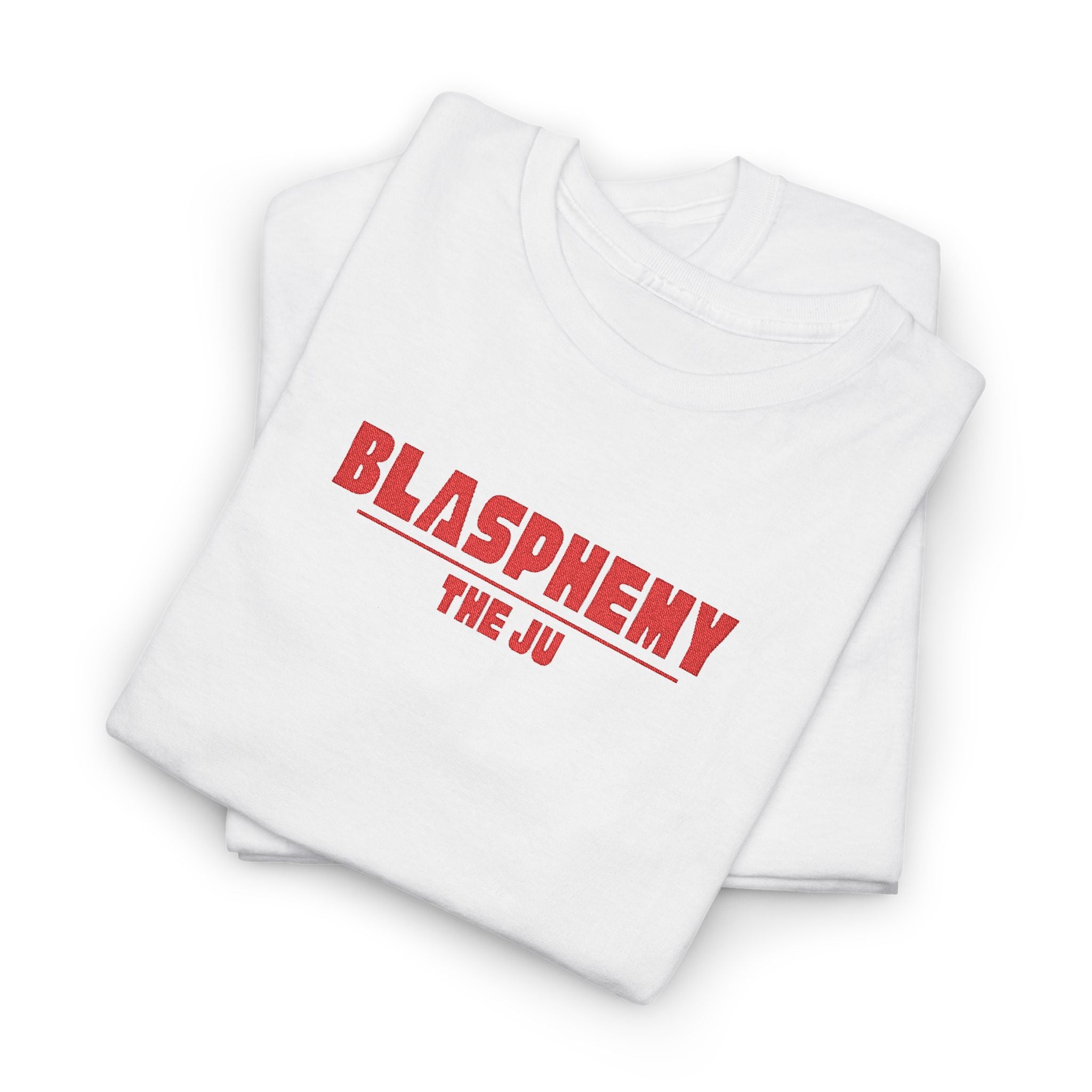 Blasphemy Tee — 'THE JU' Retro Red Graphic Cotton Shirt
