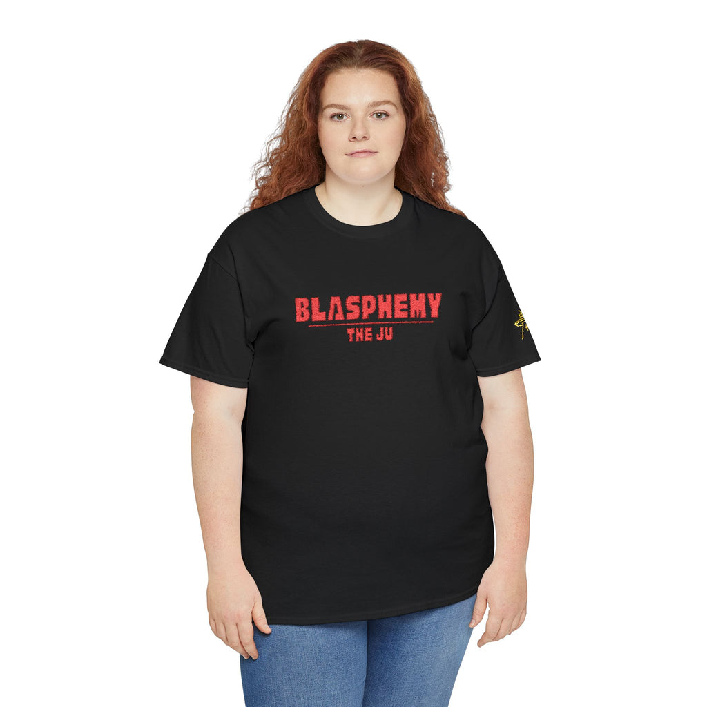 Blasphemy Tee — 'THE JU' Retro Red Graphic Cotton Shirt