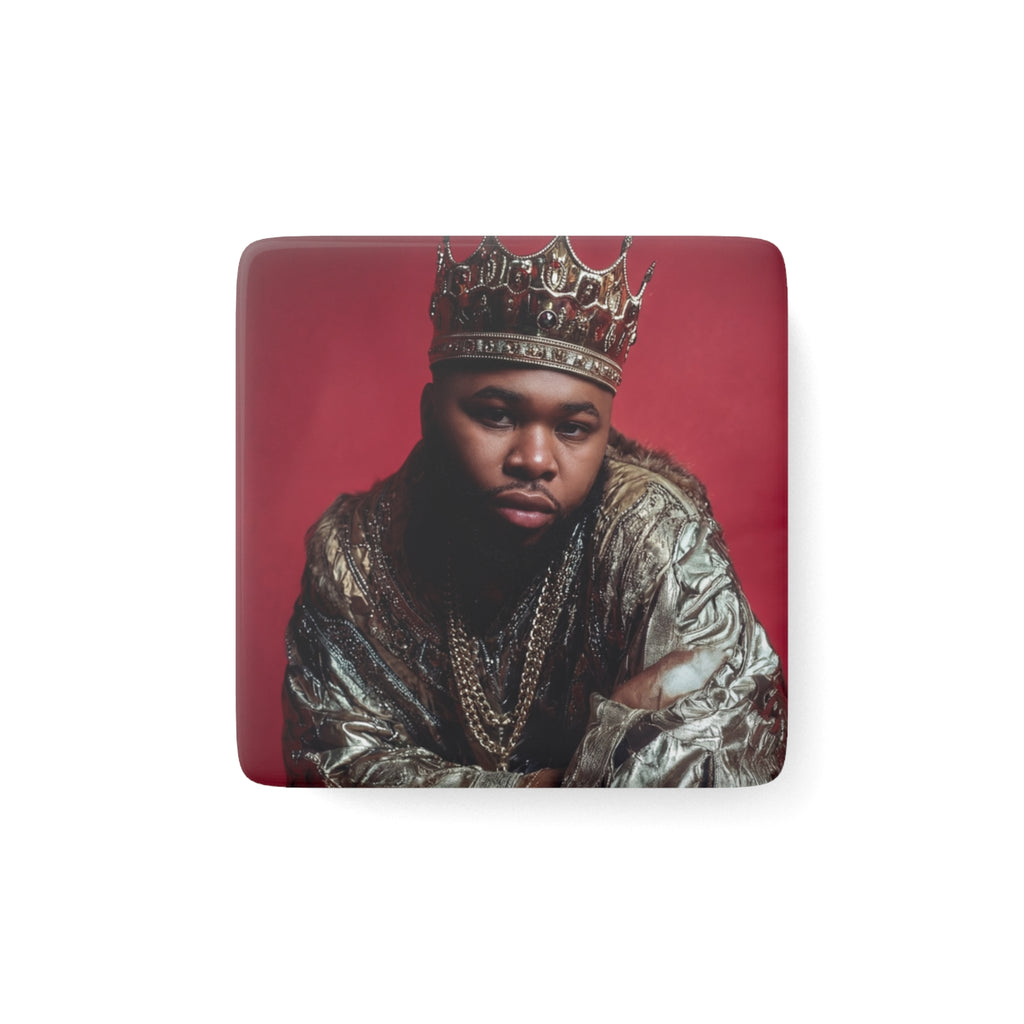 "JULIUS" Square Porcelain Magnet — Regal Crown Portrait