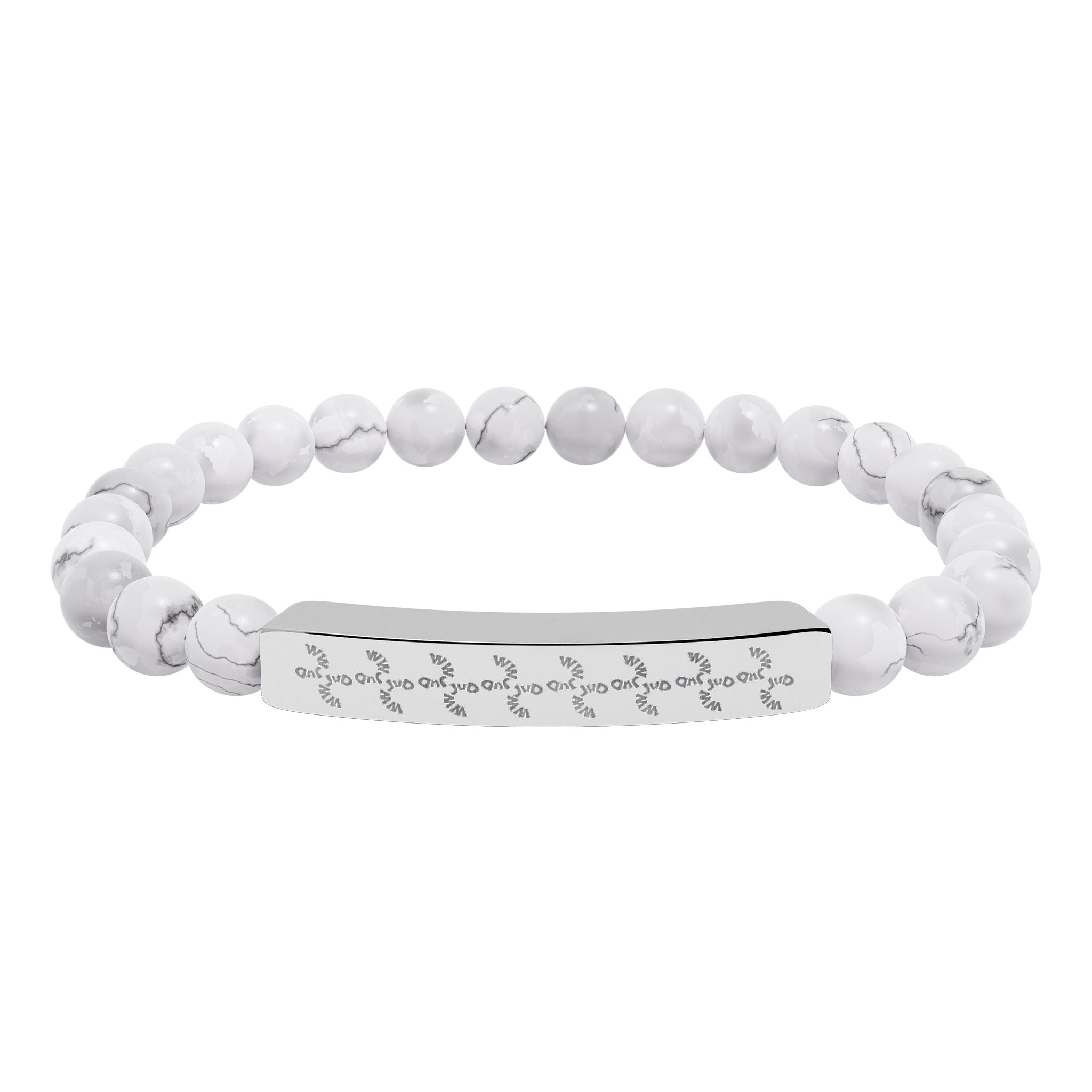 Engraved “WWJuD” Natural Stone Stretch Beaded Bracelet