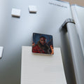 Porcelain “JULIUS” Album Cover Magnet — Bold Portrait with Flames (Square)