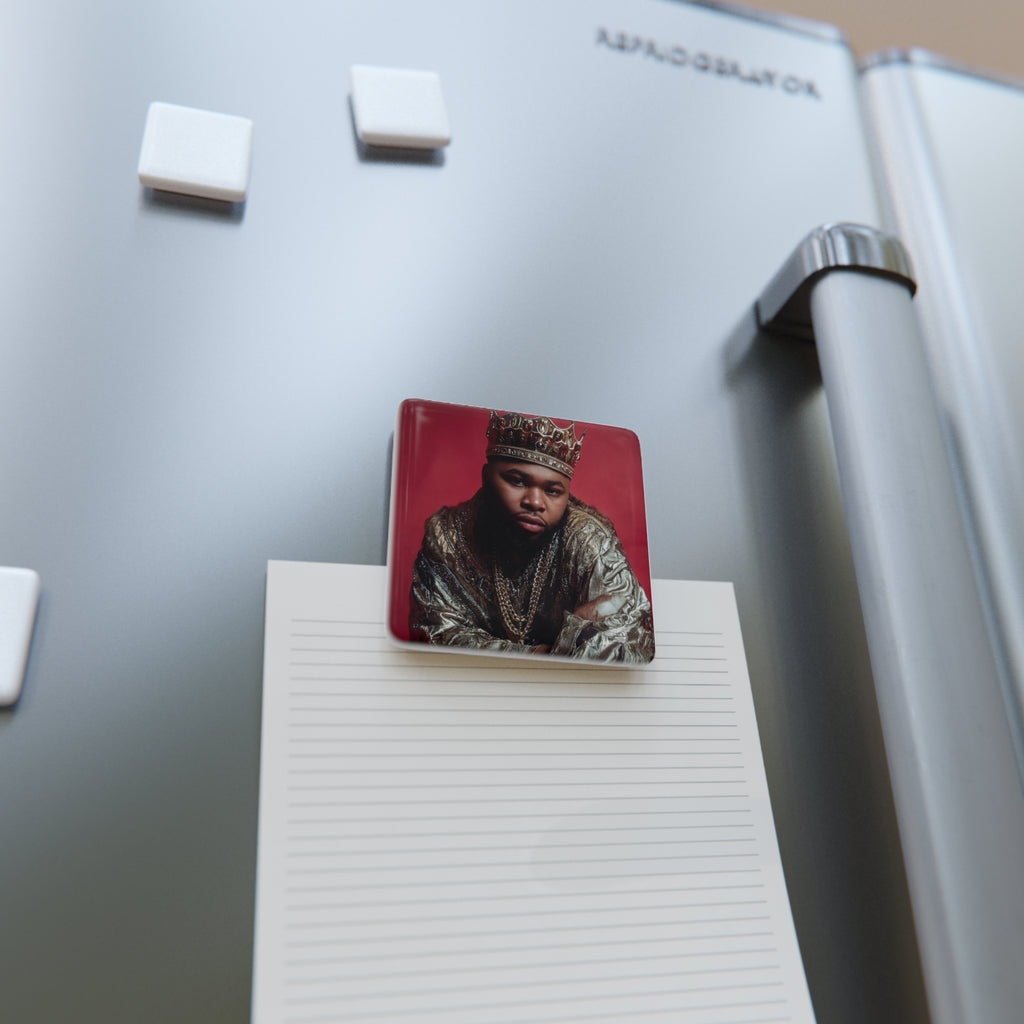 "JULIUS" Square Porcelain Magnet — Regal Crown Portrait