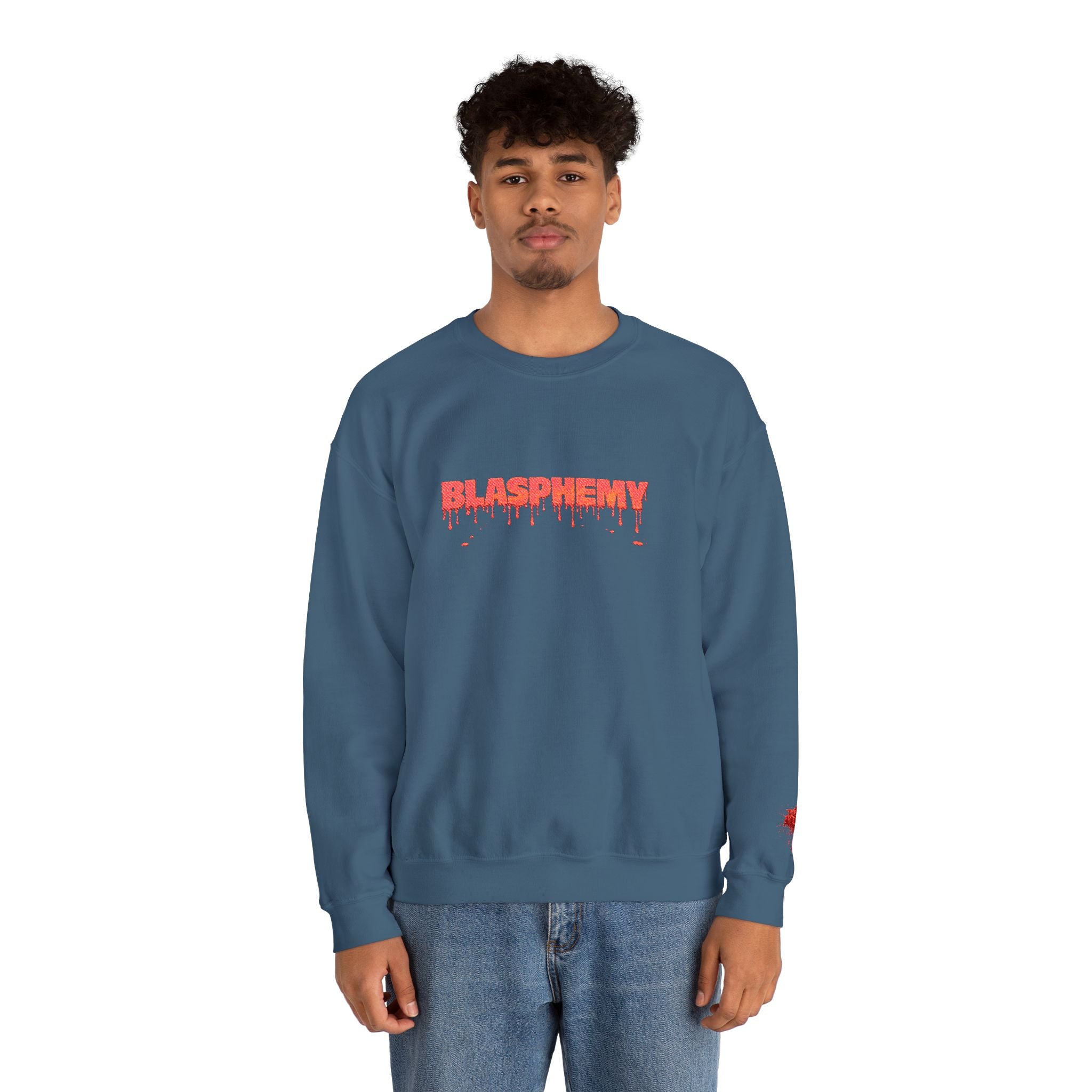 Embroidered Blasphemy Drip Logo Crewneck Sweatshirt