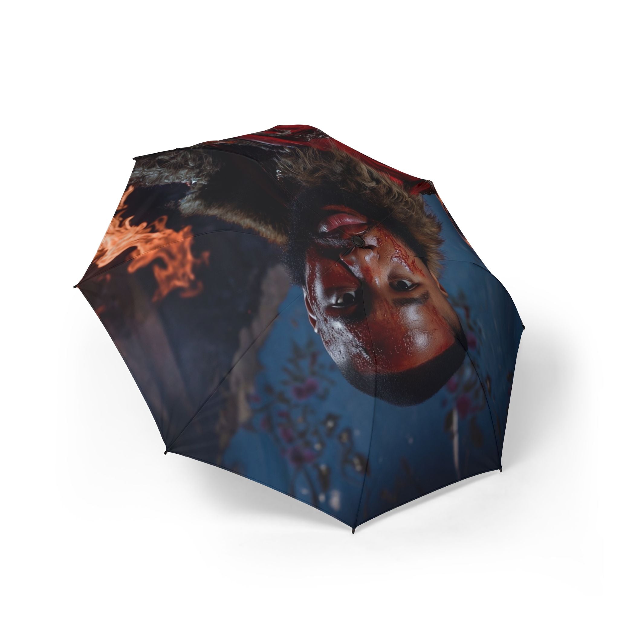 Foldable Umbrella with Dramatic Portrait Print — Compact Rain Shield for Urban Style