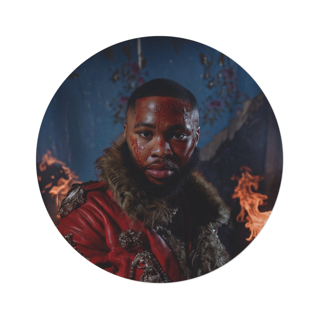 Round Decorative Rug — Regal Portrait Design