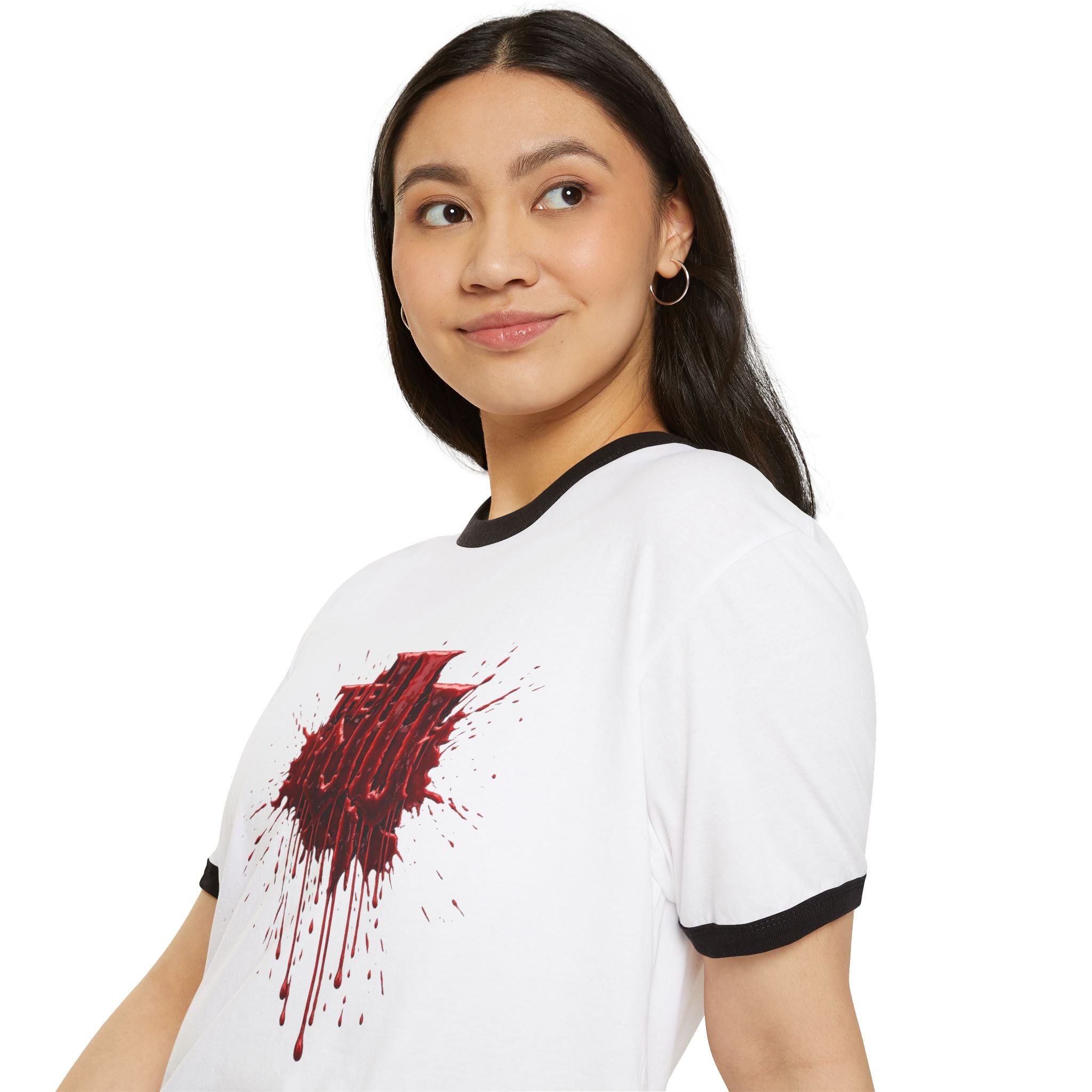 Horror Splatter Ringer T‑Shirt — 'The Void' Blood Drip Graphic