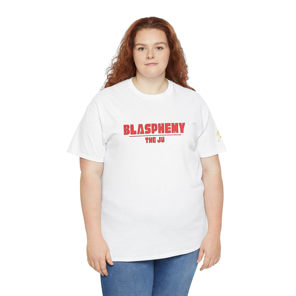 Blasphemy Tee — 'THE JU' Retro Red Graphic Cotton Shirt